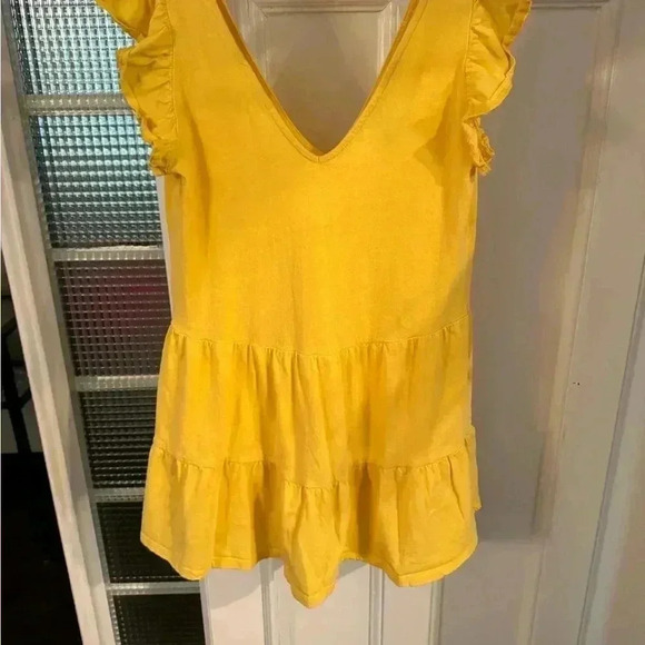 ASOS cotton cap sleeve top. Deep V front & back Yellow size 2 - Picture 2 of 7